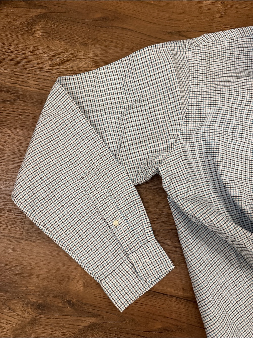 Upcycled Ralph Lauren Navy, Lt Blue & White plaid shirt Size XL - Picture 6 of 10